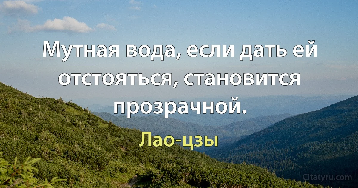 Мутная вода, если дать ей отстояться, становится прозрачной. (Лао-цзы)