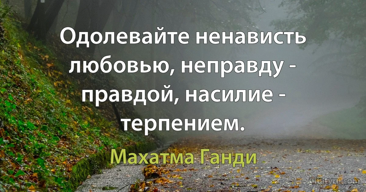 Одолевайте ненависть любовью, неправду - правдой, насилие - терпением. (Махатма Ганди)