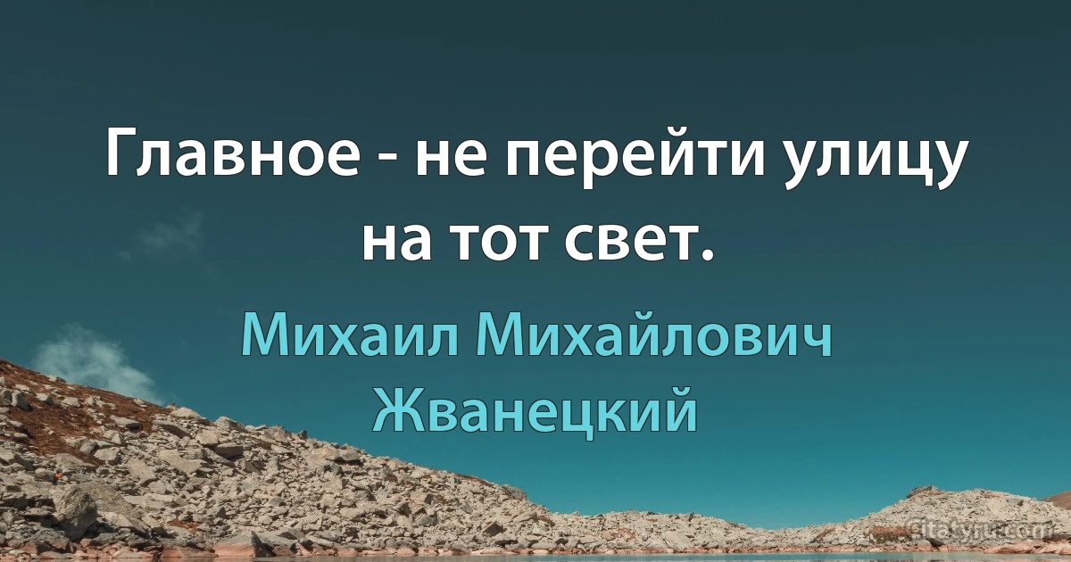 Главное - не перейти улицу на тот свет. (Михаил Михайлович Жванецкий)