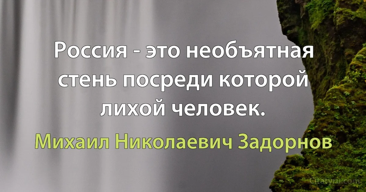 Россия - это необъятная стень посреди которой лихой человек. (Михаил Николаевич Задорнов)