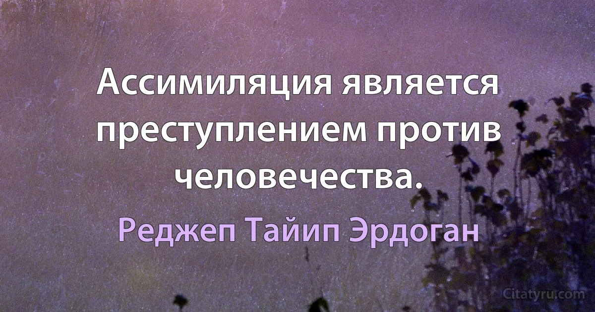 Ассимиляция является преступлением против человечества. (Реджеп Тайип Эрдоган)