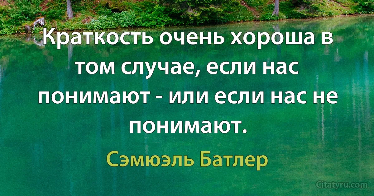 Краткость очень хороша в том случае, если нас понимают - или если нас не понимают. (Сэмюэль Батлер)