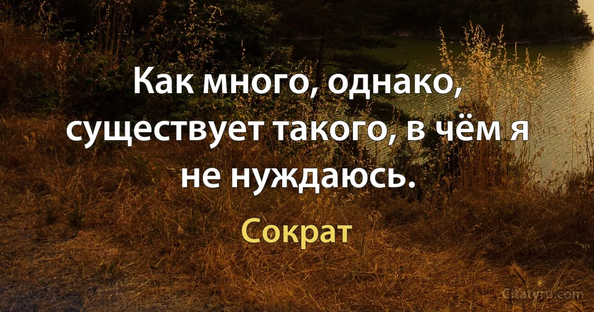 Как много, однако, существует такого, в чём я не нуждаюсь. (Сократ)