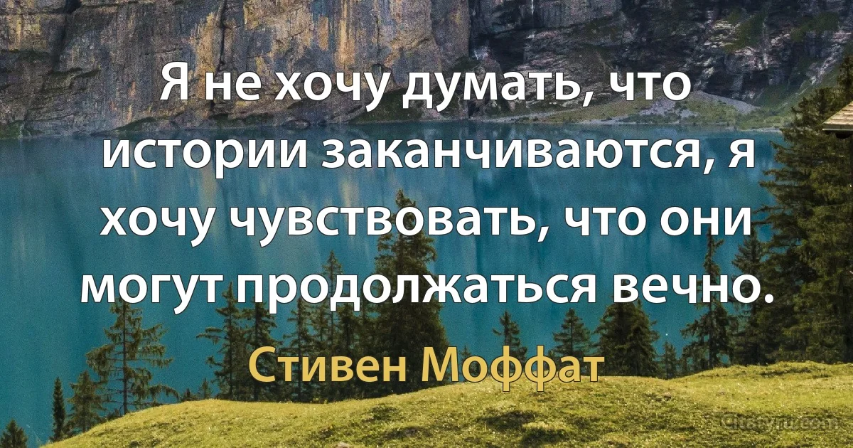 Я не хочу думать, что истории заканчиваются, я хочу чувствовать, что они могут продолжаться вечно. (Стивен Моффат)