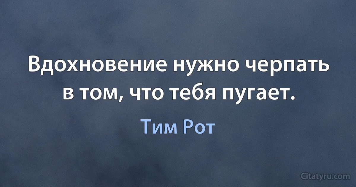 Вдохновение нужно черпать в том, что тебя пугает. (Тим Рот)