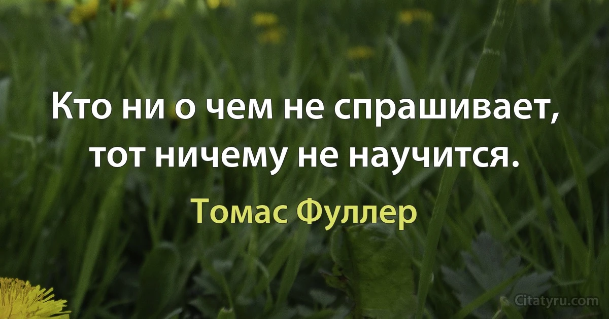 Кто ни о чем не спрашивает, тот ничему не научится. (Томас Фуллер)