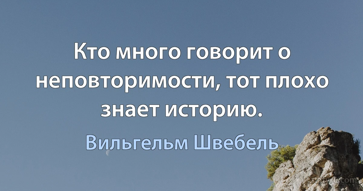 Кто много говорит о неповторимости, тот плохо знает историю. (Вильгельм Швебель)