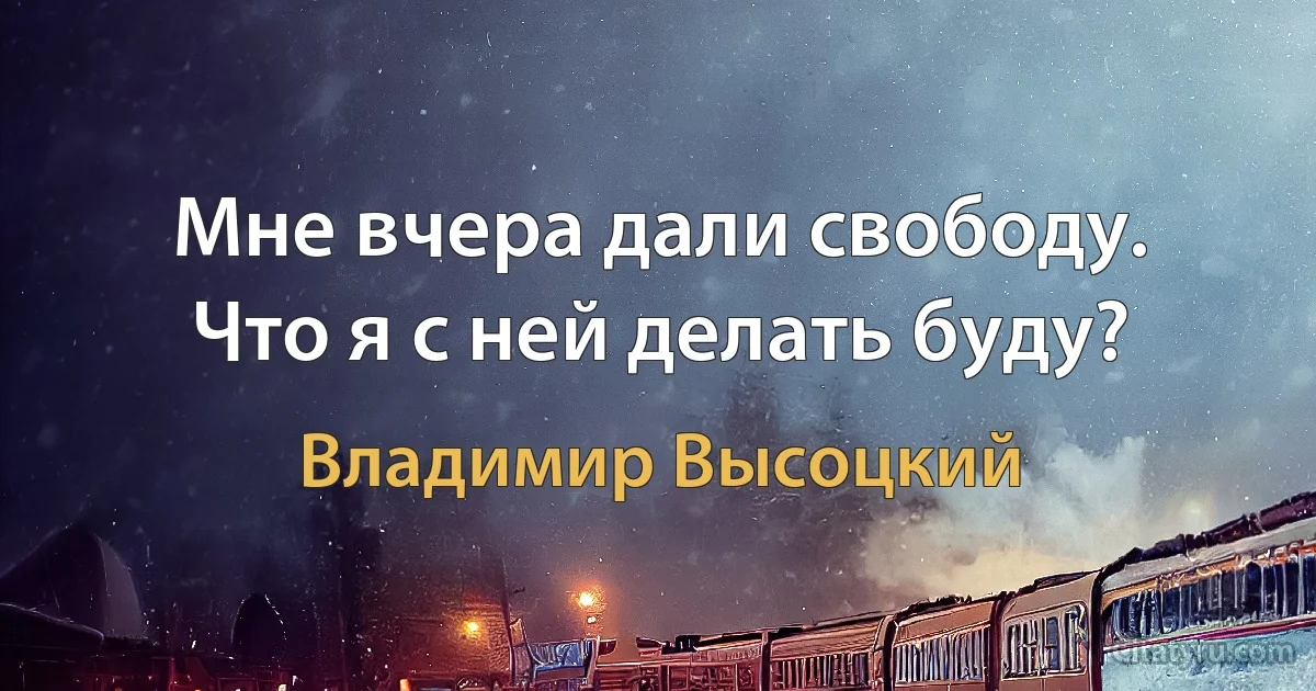 Мне вчера дали свободу.
Что я с ней делать буду? (Владимир Высоцкий)