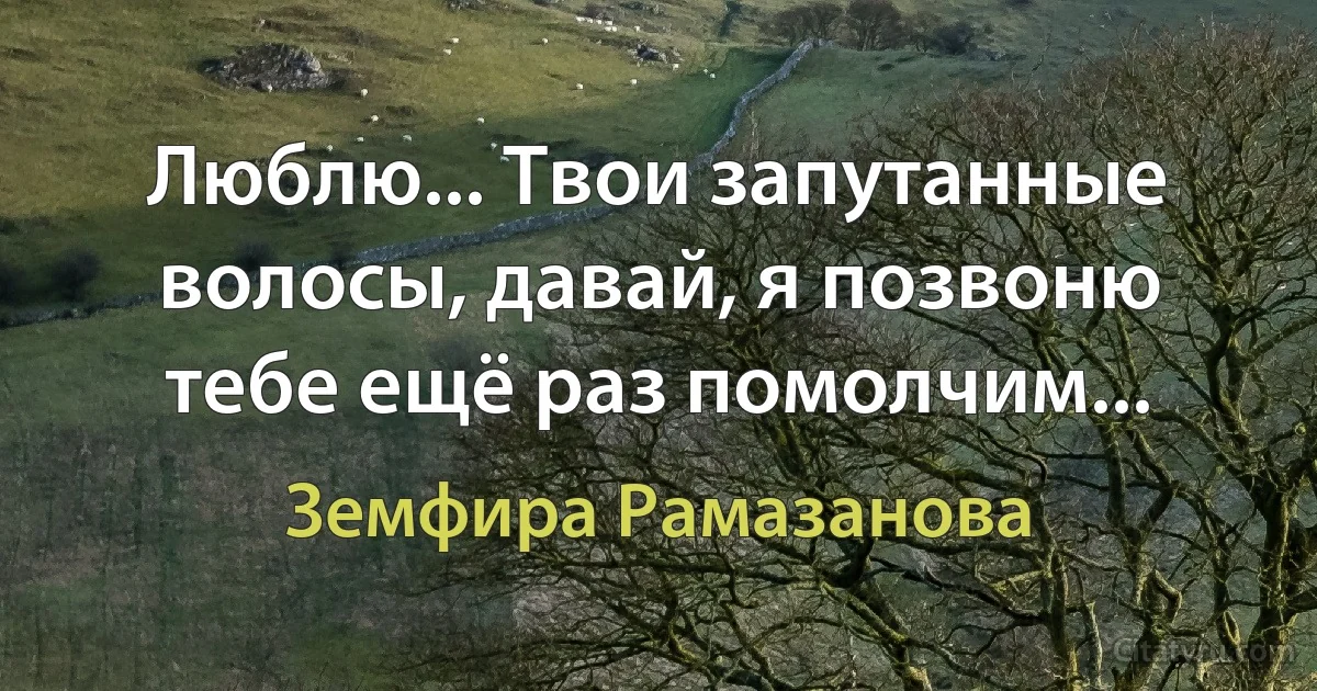 Люблю... Твои запутанные волосы, давай, я позвоню тебе ещё раз помолчим... (Земфира Рамазанова)