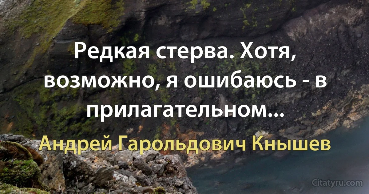 Редкая стерва. Хотя, возможно, я ошибаюсь - в прилагательном... (Андрей Гарольдович Кнышев)