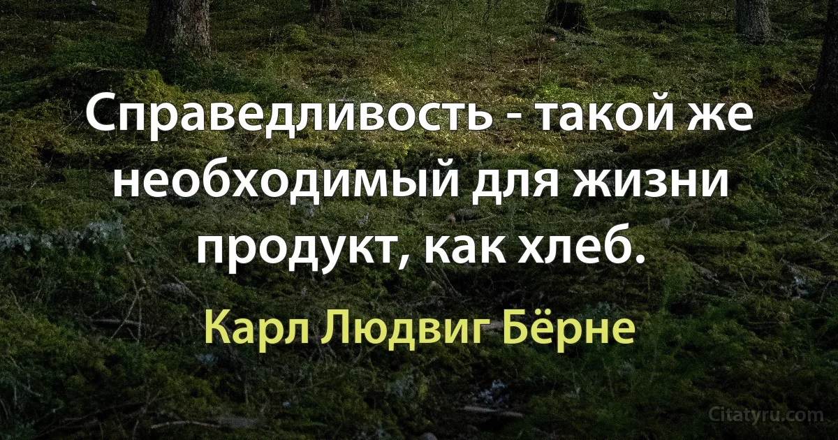 Справедливость - такой же необходимый для жизни продукт, как хлеб. (Карл Людвиг Бёрне)