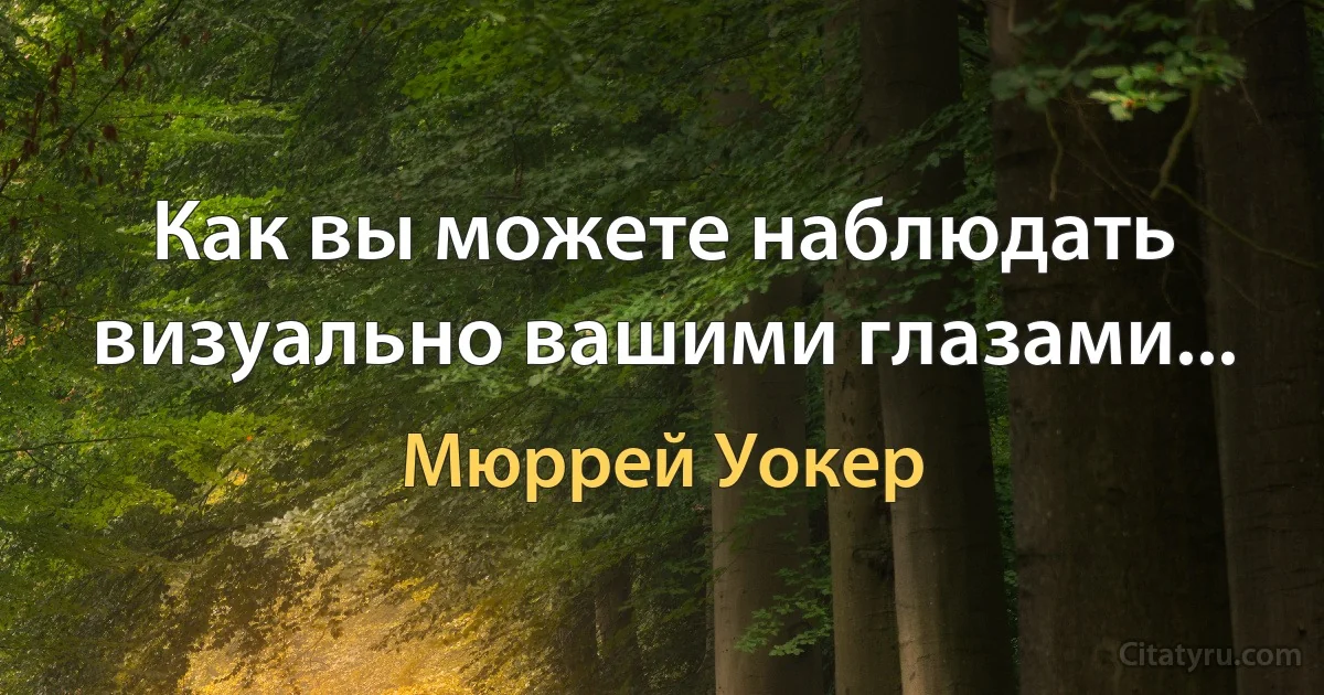 Как вы можете наблюдать визуально вашими глазами... (Мюррей Уокер)