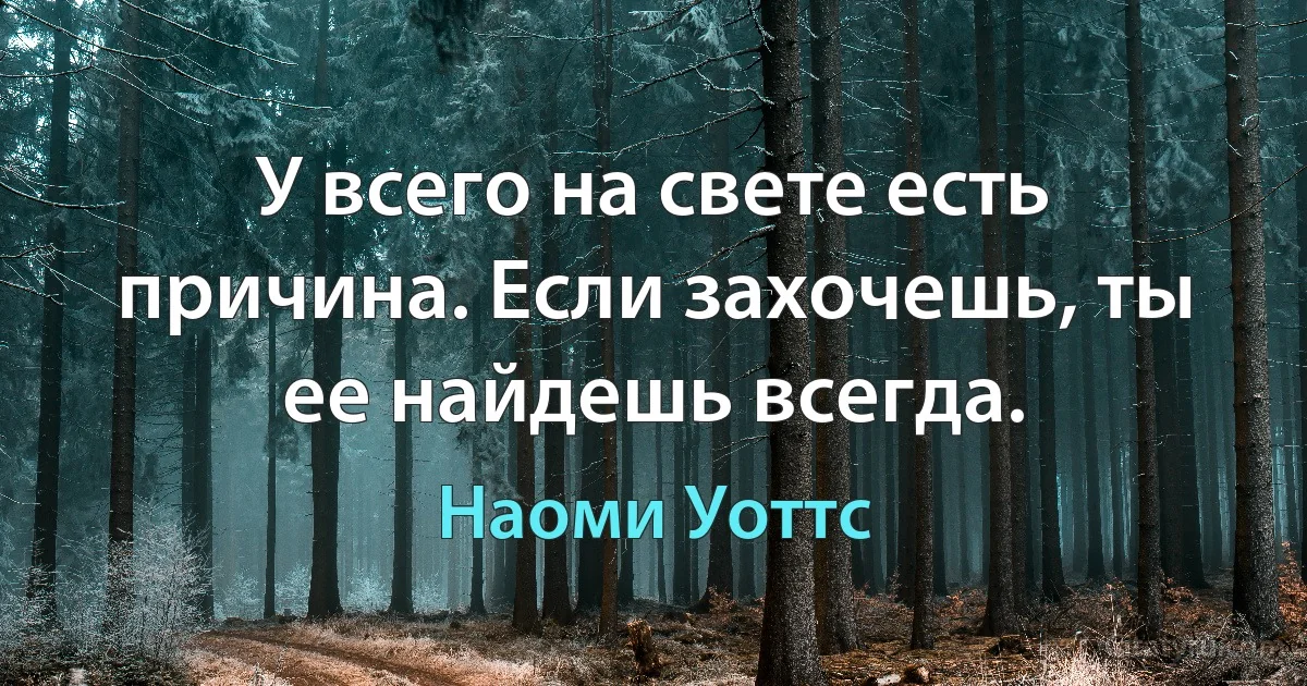 У всего на свете есть причина. Если захочешь, ты ее найдешь всегда. (Наоми Уоттс)