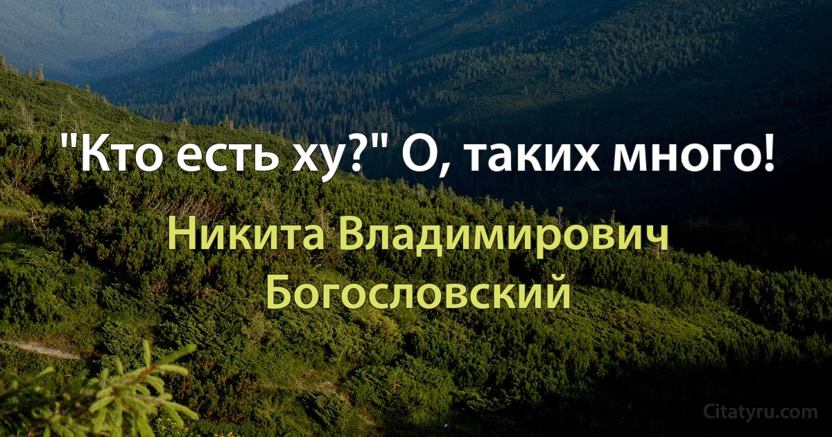 "Кто есть ху?" О, таких много! (Никита Владимирович Богословский)