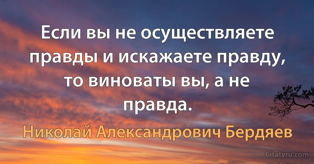 Если вы не осуществляете правды и искажаете правду, то виноваты вы, а не правда. (Николай Александрович Бердяев)