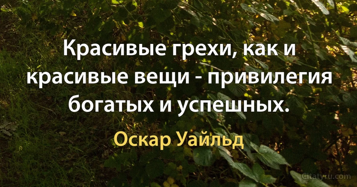 Красивые грехи, как и красивые вещи - привилегия богатых и успешных. (Оскар Уайльд)