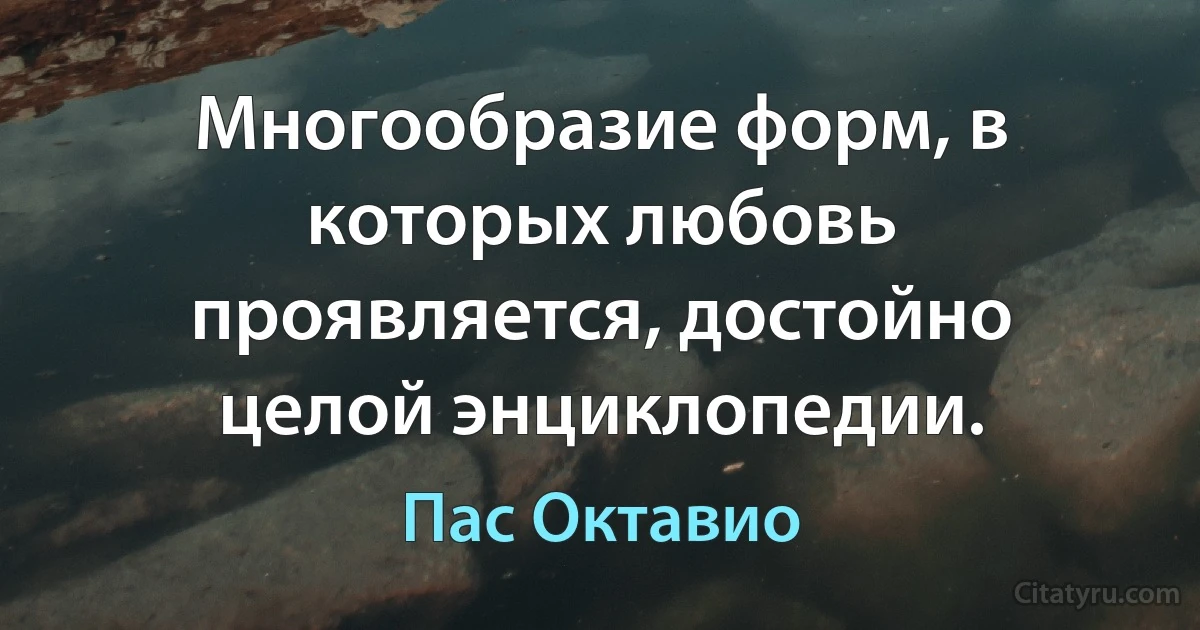 Многообразие форм, в которых любовь проявляется, достойно целой энциклопедии. (Пас Октавио)