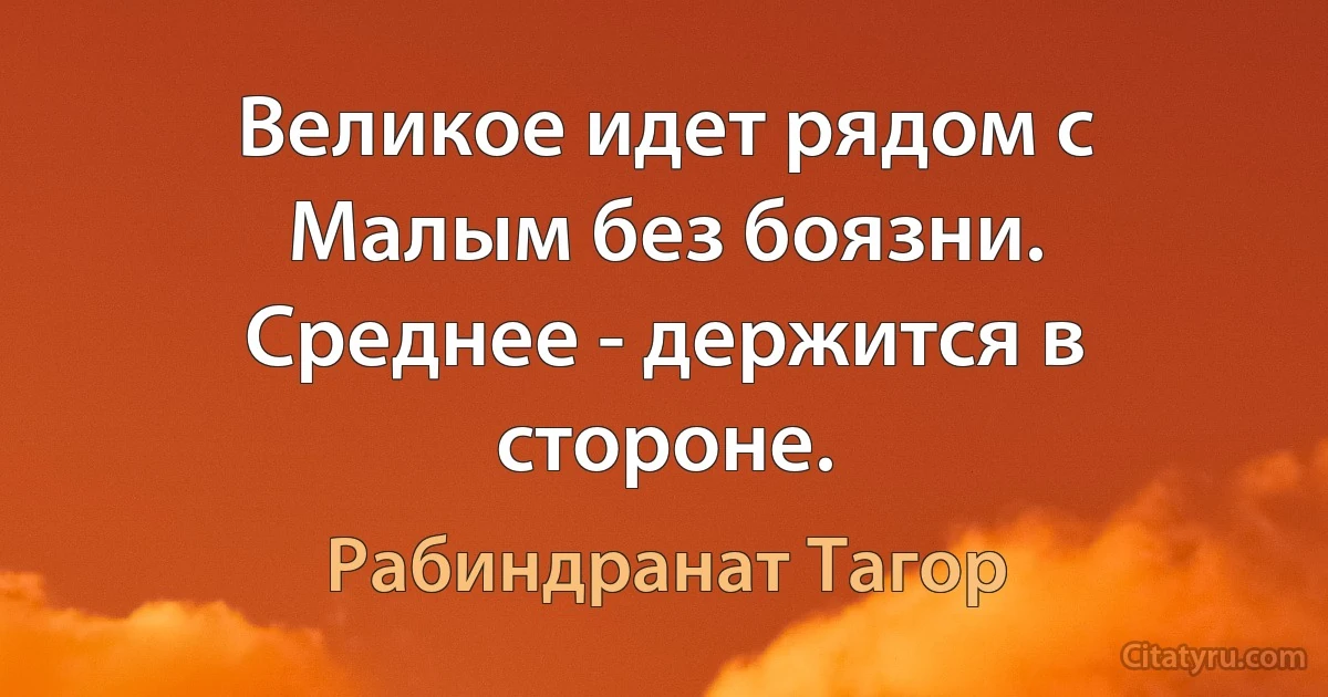 Великое идет рядом с Малым без боязни. Среднее - держится в стороне. (Рабиндранат Тагор)