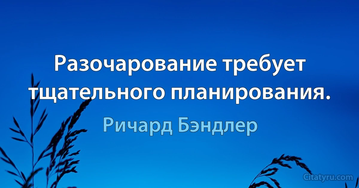 Разочарование требует тщательного планирования. (Ричард Бэндлер)