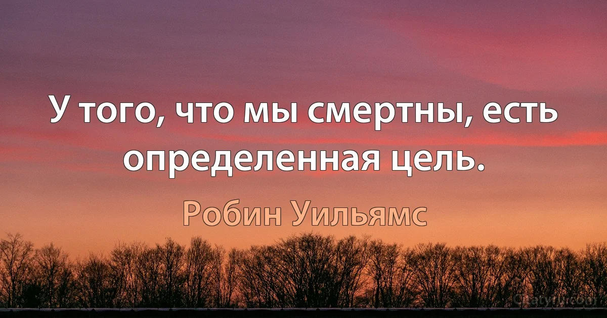 У того, что мы смертны, есть определенная цель. (Робин Уильямс)