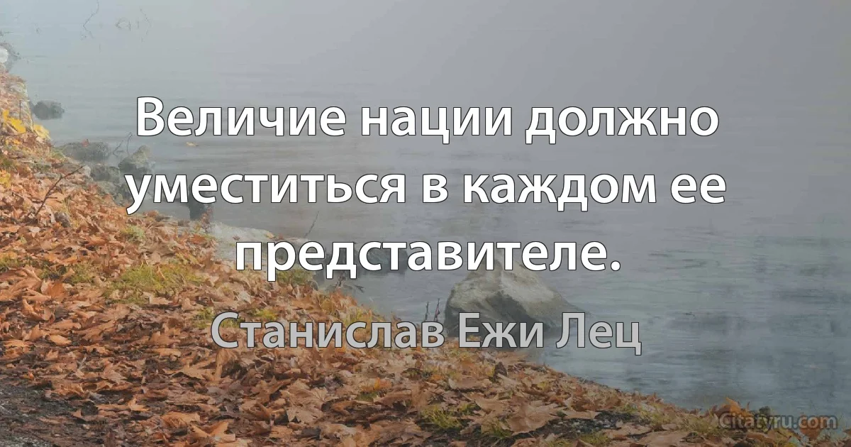 Величие нации должно уместиться в каждом ее представителе. (Станислав Ежи Лец)