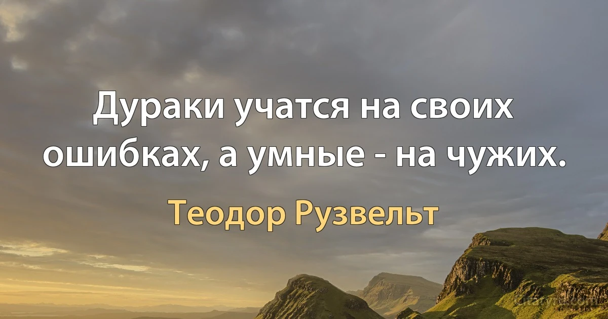 Дураки учатся на своих ошибках, а умные - на чужих. (Теодор Рузвельт)