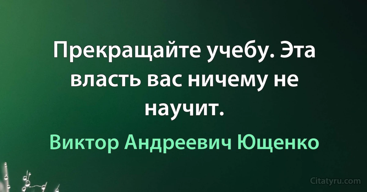 Прекращайте учебу. Эта власть вас ничему не научит. (Виктор Андреевич Ющенко)