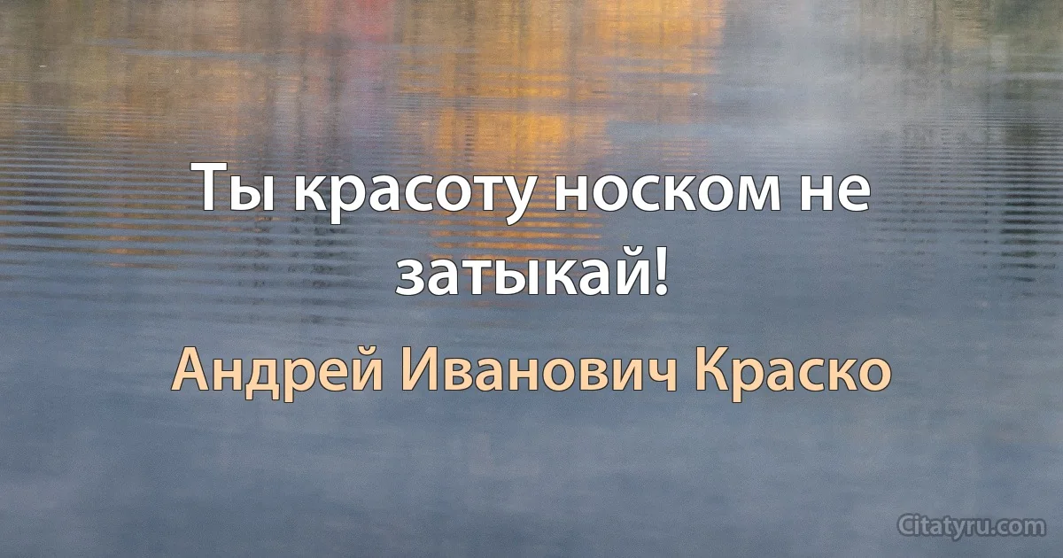 Ты красоту носком не затыкай! (Андрей Иванович Краско)