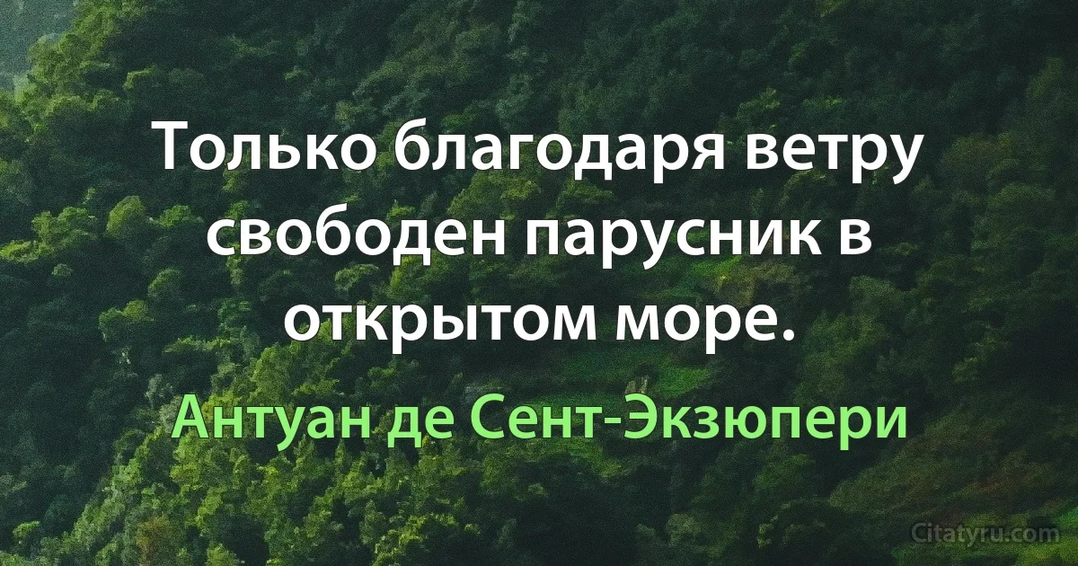 Только благодаря ветру свободен парусник в открытом море. (Антуан де Сент-Экзюпери)