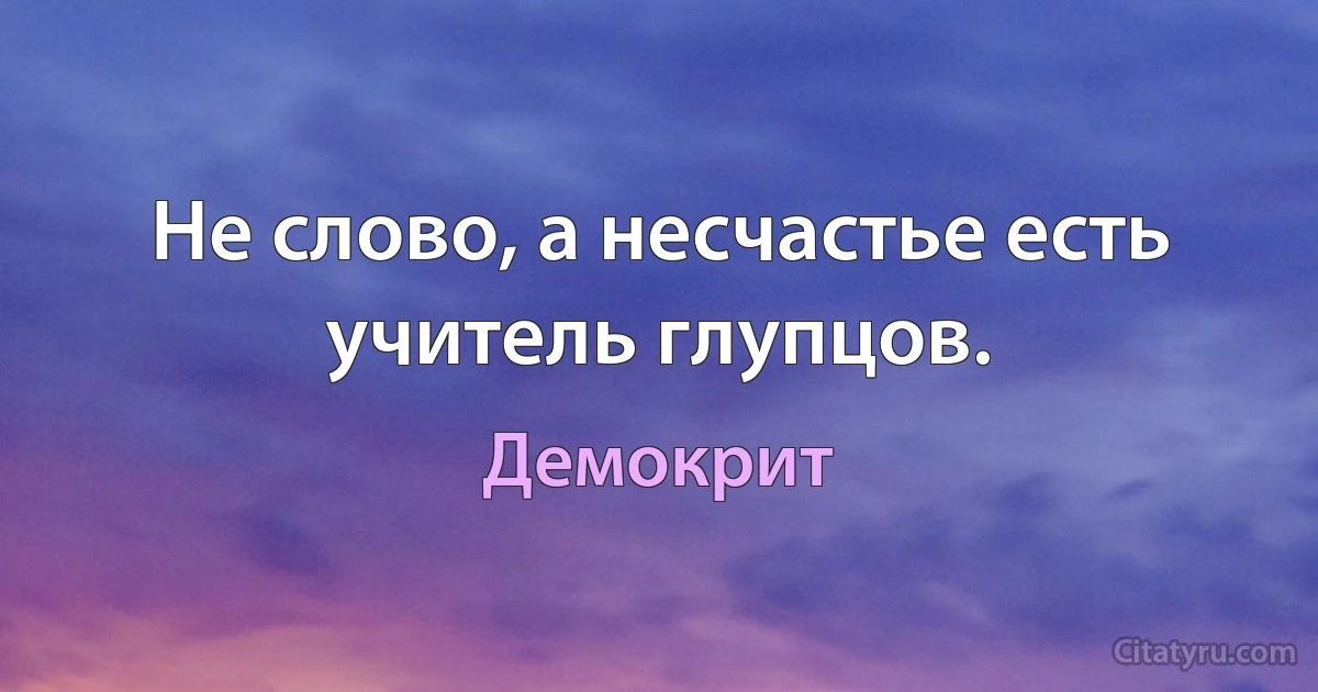 Не слово, а несчастье есть учитель глупцов. (Демокрит)