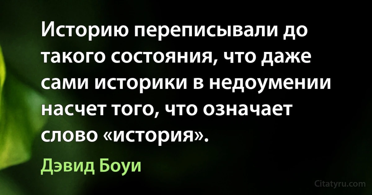 Историю переписывали до такого состояния, что даже сами историки в недоумении насчет того, что означает слово «история». (Дэвид Боуи)