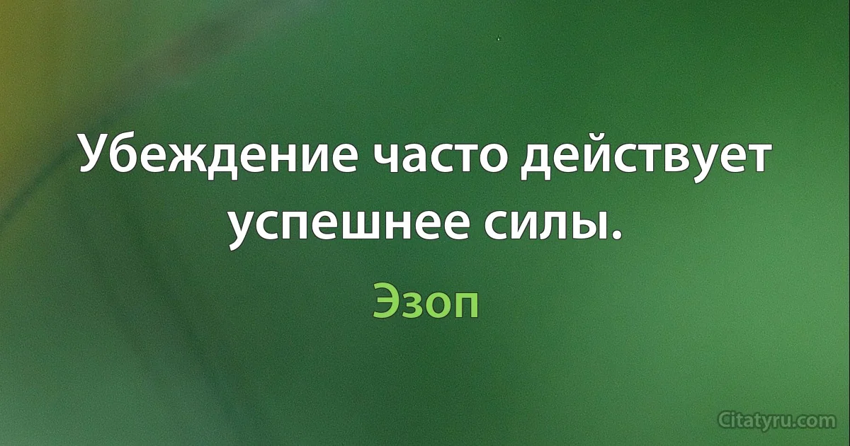 Убеждение часто действует успешнее силы. (Эзоп)