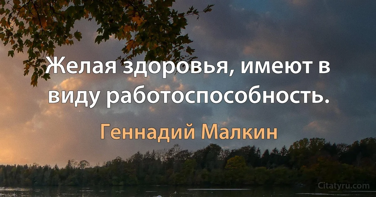 Желая здоровья, имеют в виду работоспособность. (Геннадий Малкин)