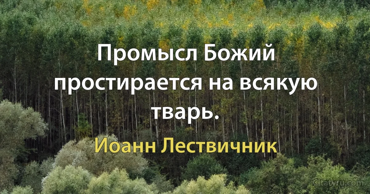 Промысл Божий простирается на всякую тварь. (Иоанн Лествичник)