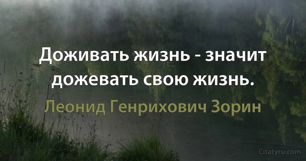 Доживать жизнь - значит дожевать свою жизнь. (Леонид Генрихович Зорин)