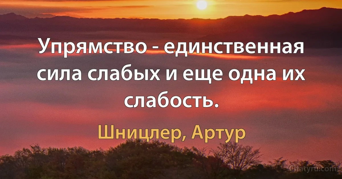 Упрямство - единственная сила слабых и еще одна их слабость. (Шницлер, Артур)