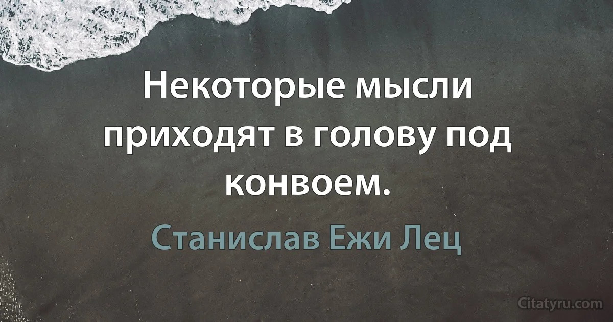 Некоторые мысли приходят в голову под конвоем. (Станислав Ежи Лец)