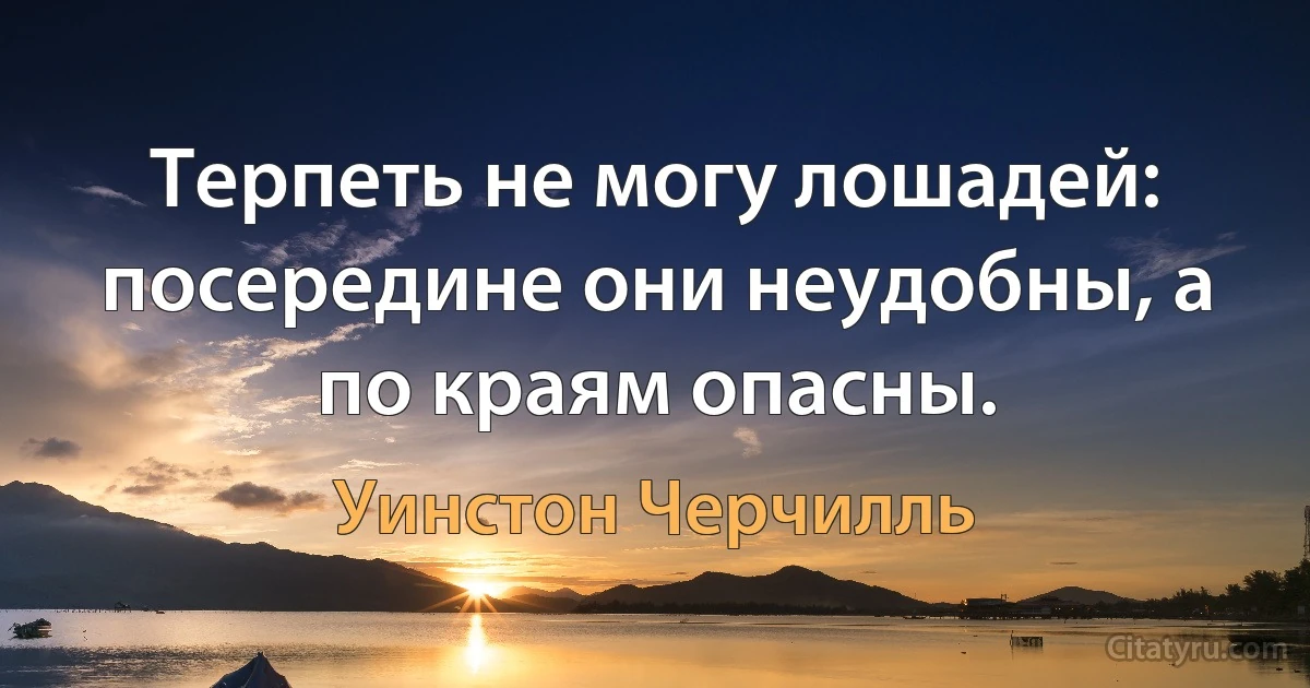 Терпеть не могу лошадей: посередине они неудобны, а по краям опасны. (Уинстон Черчилль)