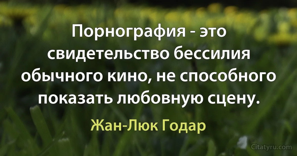 Порнография - это свидетельство бессилия обычного кино, не способного показать любовную сцену. (Жан-Люк Годар)