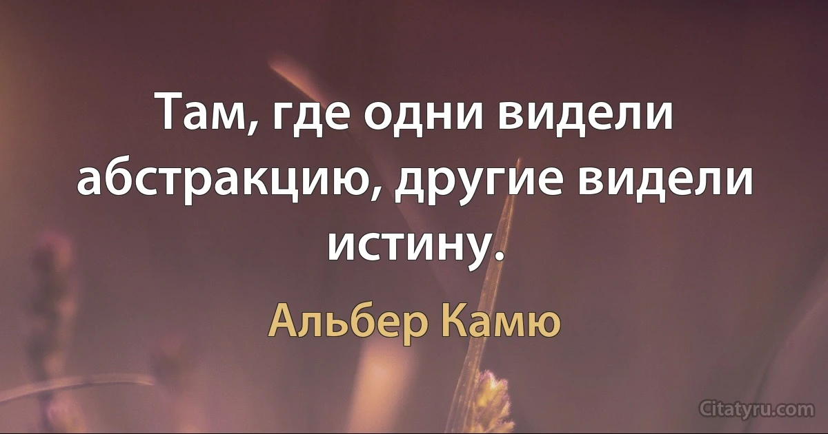 Там, где одни видели абстракцию, другие видели истину. (Альбер Камю)