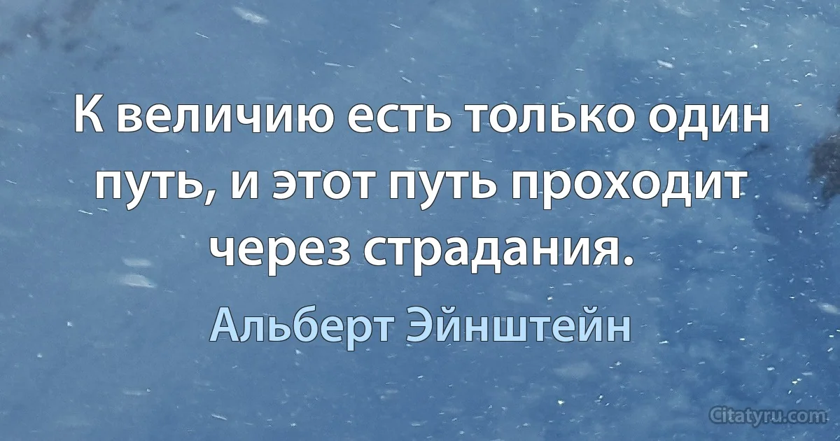 К величию есть только один путь, и этот путь проходит через страдания. (Альберт Эйнштейн)