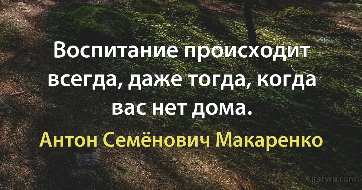 Воспитание происходит всегда, даже тогда, когда вас нет дома. (Антон Семёнович Макаренко)