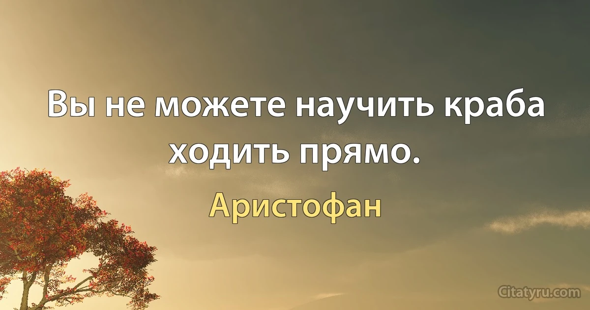 Вы не можете научить краба ходить прямо. (Аристофан)