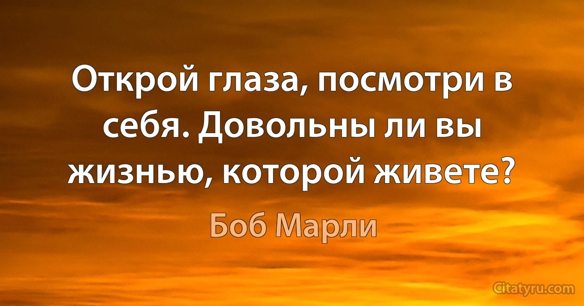 Открой глаза, посмотри в себя. Довольны ли вы жизнью, которой живете? (Боб Марли)