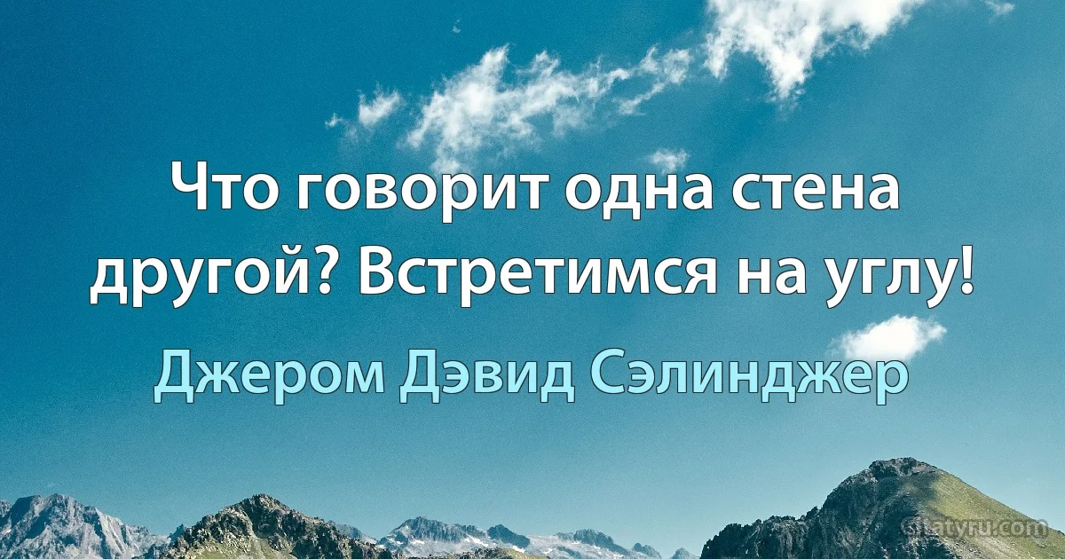 Что говорит одна стена другой? Встретимся на углу! (Джером Дэвид Сэлинджер)