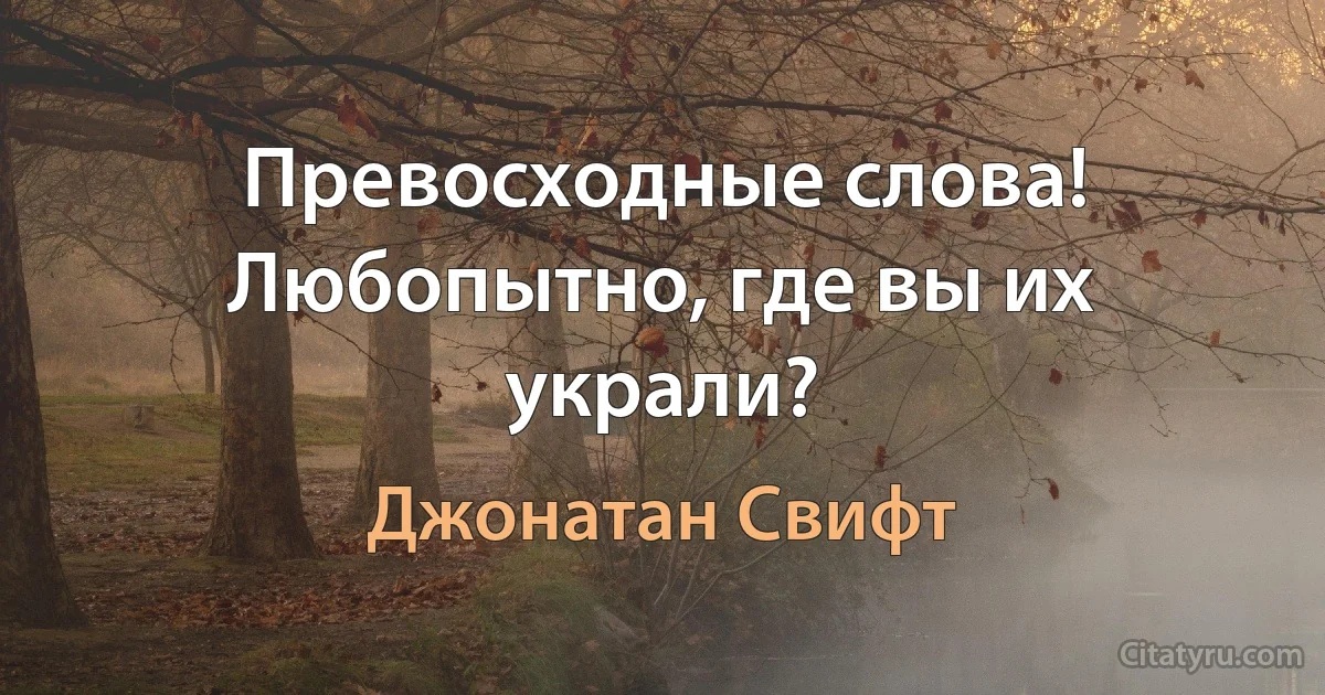 Превосходные слова! Любопытно, где вы их украли? (Джонатан Свифт)