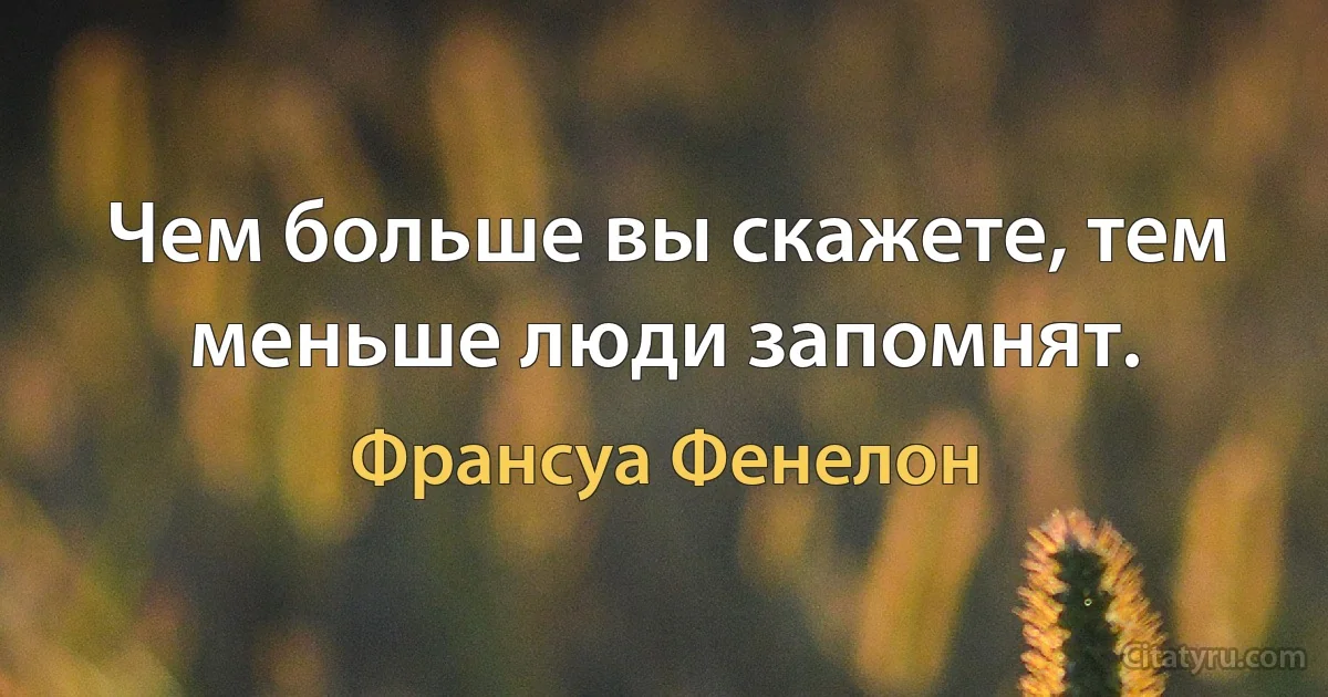 Чем больше вы скажете, тем меньше люди запомнят. (Франсуа Фенелон)