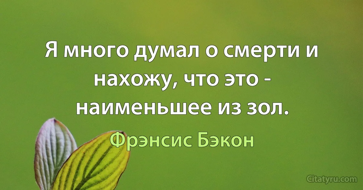 Я много думал о смерти и нахожу, что это - наименьшее из зол. (Фрэнсис Бэкон)