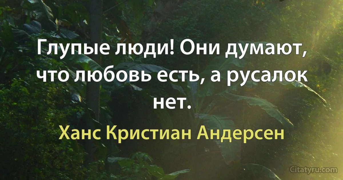 Глупые люди! Они думают, что любовь есть, а русалок нет. (Ханс Кристиан Андерсен)