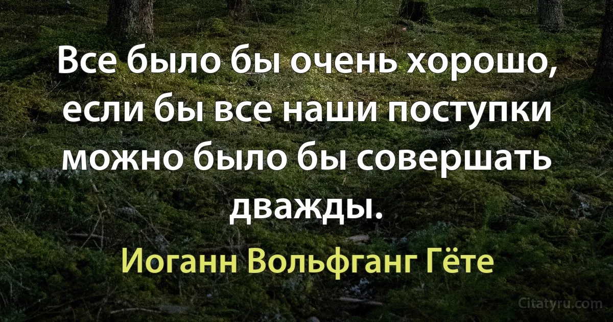 Все было бы очень хорошо, если бы все наши поступки можно было бы совершать дважды. (Иоганн Вольфганг Гёте)